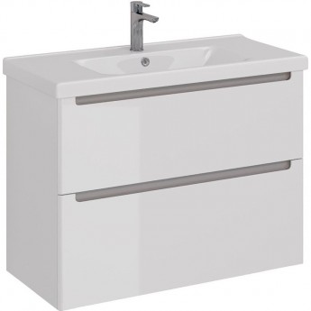 Тумба LEMARK BUNO 100 см под раковину, подвесная/напольная, 2 ящика, белый глянец