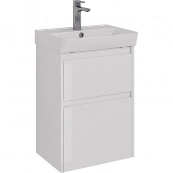 Тумба LEMARK COMBI 50 см под раковину, подвесная/напольная, 2 ящика, белый глянец